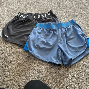 Two pair of under armour shorts, medium. 5” inseams with pockets